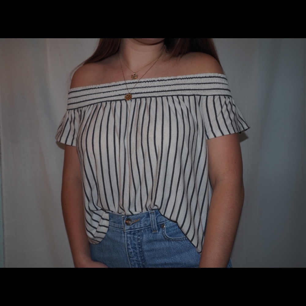 off the shoulder stripped top